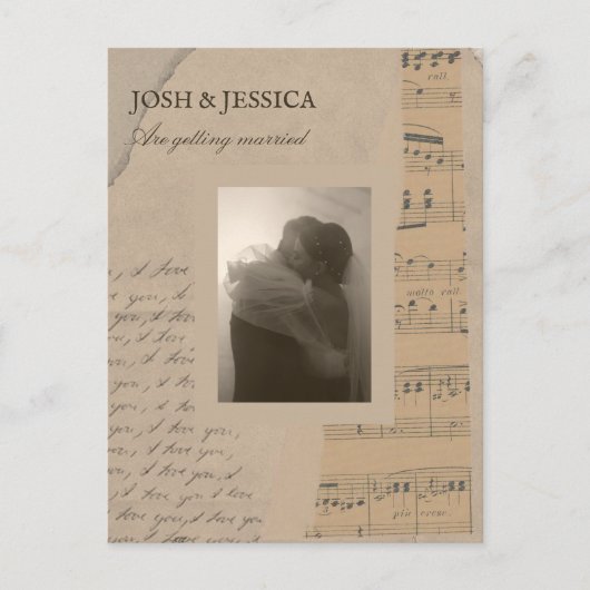 ヴィンテージ紙美的結婚写真 ポストカード (正面)