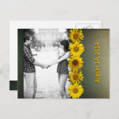 ヴィンテージ紙黄色ひまわり写真保存日 案内ポストカード (正面/裏面)