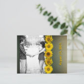 ヴィンテージ紙黄色ひまわり写真保存日 案内ポストカード (スタンド正面)