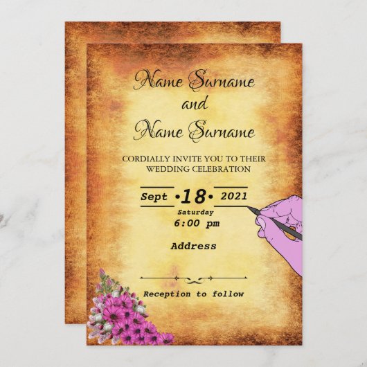 ヴィンテージ紙 招待状 (正面/裏面)