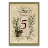 ヴィンテージ紙、松のコーン、クリスマス結婚。 テーブルナンバー (裏面)