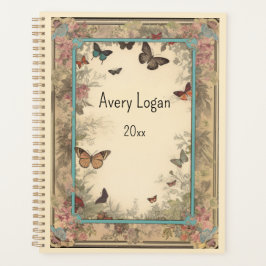 ヴィンテージ紙（花と蝶） プランナー手帳