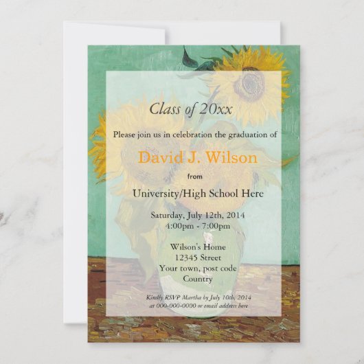 ヴィンテージ素晴らしアートひまわり卒業 招待状 (正面)