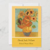 ヴィンテージ素晴らしアートひまわり卒業 招待状 (裏面)