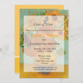 ヴィンテージ素晴らしアートひまわり卒業 招待状 (正面/裏面)