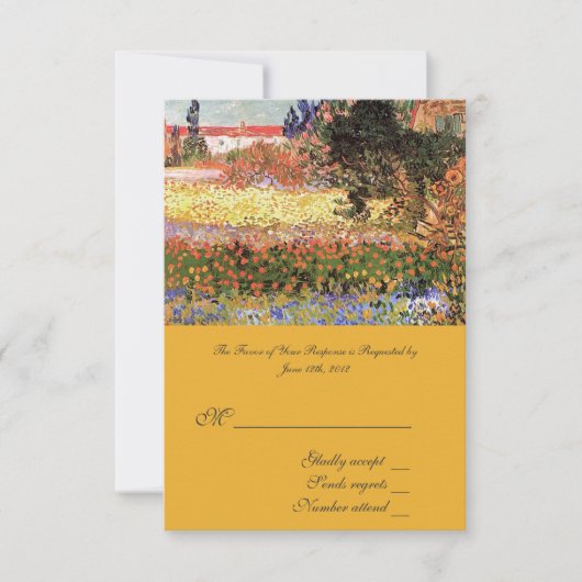 ヴィンテージ素晴らしアート開花ガーデンRSVP結婚 出欠カード (正面)