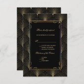 ヴィンテージ素晴らしアールデコ結婚ギャツビー 出欠カード (正面/裏面)