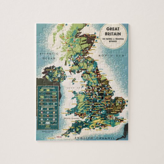 ヴィンテージ素晴らしイギリスリソースマップ ジグソーパズル (縦)