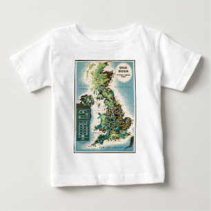 ヴィンテージ素晴らしイギリスリソースマップ ベビーTシャツ