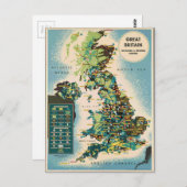 ヴィンテージ素晴らしイギリスリソースマップ ポストカード (正面/裏面)