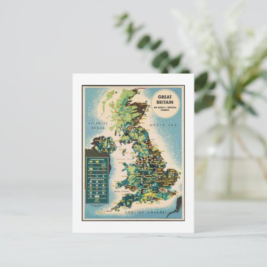 ヴィンテージ素晴らしイギリスリソースマップ ポストカード (スタンド正面)