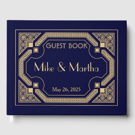 ヴィンテージ素晴らしギャツビーアールデコ結婚ズゲストブック ゲストブック (正面)