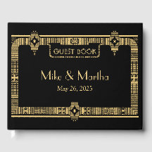 ヴィンテージ素晴らしギャツビーアールデコ結婚ズゲストブック