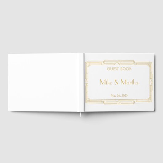 ヴィンテージ素晴らしギャツビーアールデコ結婚ズゲストブック ゲストブック (全面)