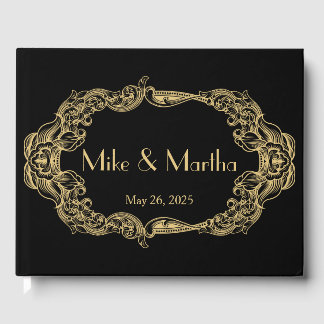 ヴィンテージ素晴らしギャツビーアールデコ結婚ズゲストブック ゲストブック