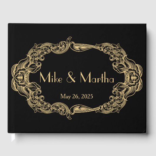 ヴィンテージ素晴らしギャツビーアールデコ結婚ズゲストブック ゲストブック (正面)