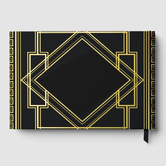 ヴィンテージ素晴らしギャツビーアールデコ結婚ズ・ゴールド・フォイル ゲストブック (裏面)