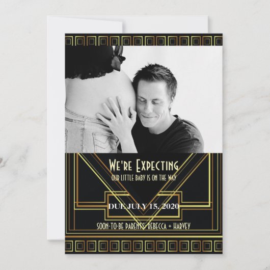 ヴィンテージ素晴らしギャツビー写真妊娠発表 案内状 (正面)