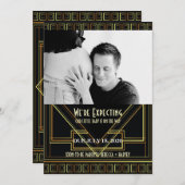 ヴィンテージ素晴らしギャツビー写真妊娠発表 案内状 (正面/裏面)