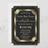 ヴィンテージ素晴らしギャツビー金ゴールドアールデコ20結婚s 招待状 (正面)