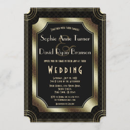 ヴィンテージ素晴らしギャツビー金ゴールドアールデコ20結婚s 招待状