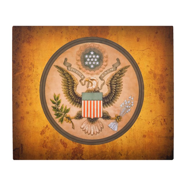 ヴィンテージ素晴らしシール1890統一された州 メタルプリント (正面)