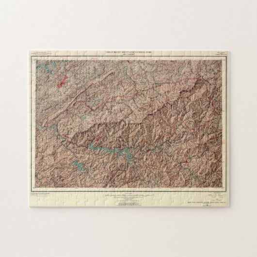 ヴィンテージ素晴らしスモークマウンテンズナショナルパークマップ ジグソーパズル (横)