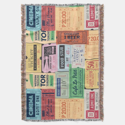 ヴィンテージ素晴らしデコール旧セニマチケットアンティーク スローブランケット (正面縦)