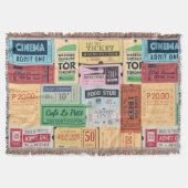 ヴィンテージ素晴らしデコール旧セニマチケットアンティーク スローブランケット (正面)