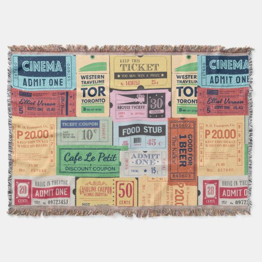 ヴィンテージ素晴らしデコール旧セニマチケットアンティーク スローブランケット (正面)