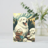 ヴィンテージ素晴らしピレネーイラストレーション ポストカード (スタンド正面)