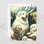 ヴィンテージ素晴らしピレネーイラストレーション ポストカード (正面/裏面)