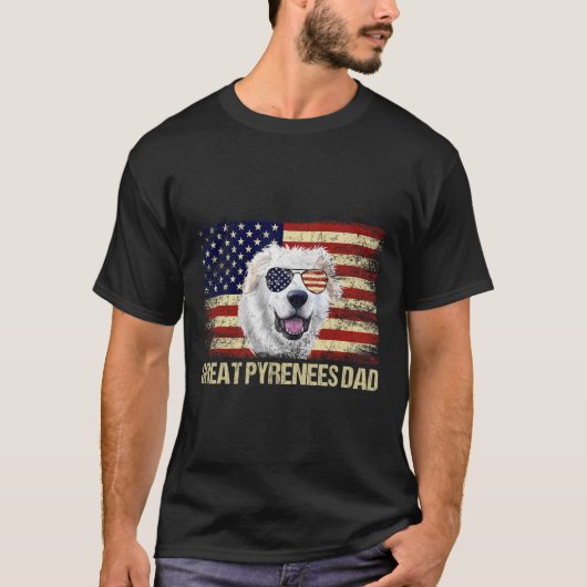 ヴィンテージ素晴らしピレネーパパアメリカ国旗U.S.4th O Tシャツ (正面)