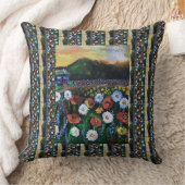 ヴィンテージ素晴らしフォークアート花模様 クッション (ブランケット)