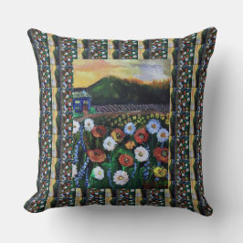 ヴィンテージ素晴らしフォークアート花模様 クッション