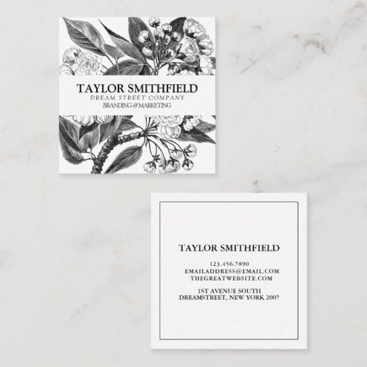 ヴィンテージ素晴らしフローララインカード スクエア名刺 (正面/裏面)