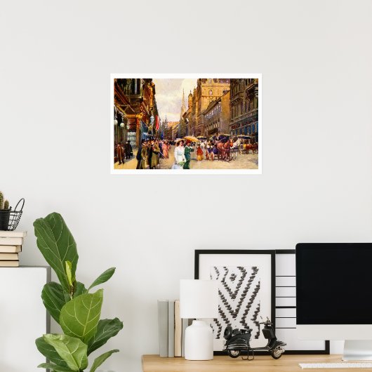 ヴィンテージ素晴らしベルエポックシーンウィーンオーストリア ポスター (ホームオフィス)