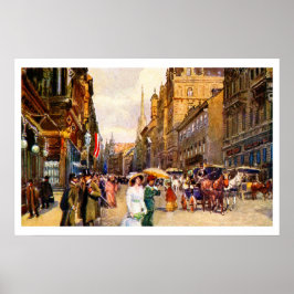 ヴィンテージ素晴らしベルエポックシーンウィーンオーストリア ポスター