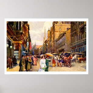 ヴィンテージ素晴らしベルエポックシーンウィーンオーストリア ポスター