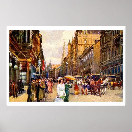 ヴィンテージ素晴らしベルエポックシーンウィーンオーストリア ポスター (正面)