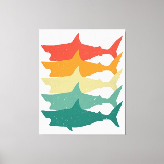 ヴィンテージ素晴らしホワイザメ キャンバスプリント (正面)