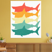 ヴィンテージ素晴らしホワイザメ キャンバスプリント (インサイチュ (リビング))