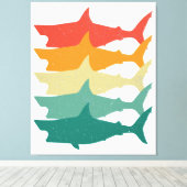 ヴィンテージ素晴らしホワイザメ キャンバスプリント (インサイチュ (ウッドフロア))
