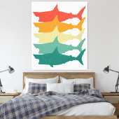 ヴィンテージ素晴らしホワイザメ キャンバスプリント (インサイチュ (寝室))