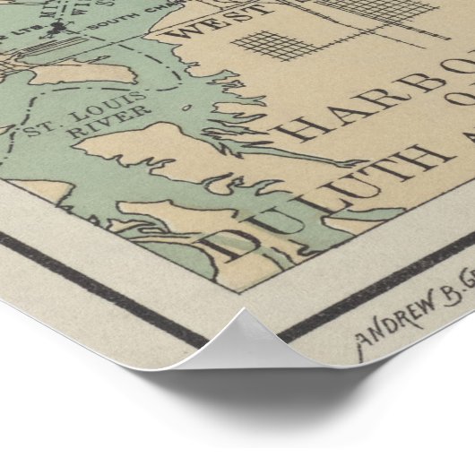 ヴィンテージ素晴らしレイクスライトハウスマップ(1898) ポスター (角)