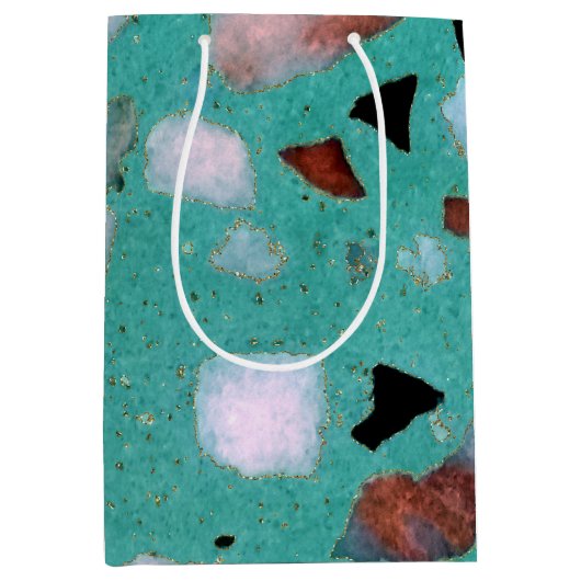 ヴィンテージ素晴らし抽象芸術大理石テクスチャイメージ ミディアムペーパーバッグ (正面)