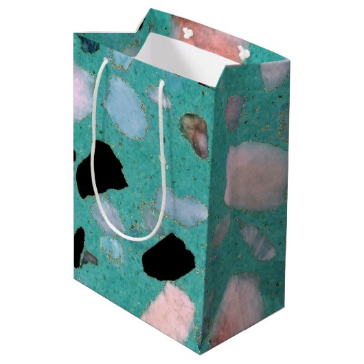 ヴィンテージ素晴らし抽象芸術大理石テクスチャイメージ ミディアムペーパーバッグ (裏面アングル)