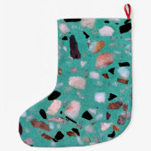 ヴィンテージ素晴らし抽象芸術大理石テクスチャイメージ ラージクリスマスストッキング (裏面)