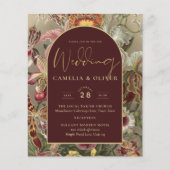 ヴィンテージ素晴らし植物学ブルゴーニュフローラウェディング (正面)