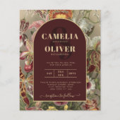 ヴィンテージ素晴らし植物学ブルゴーニュフローラウェディング (正面)